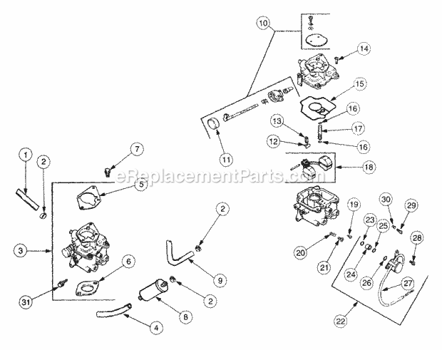 Fuel System Diagram and Parts List for 2186 13A-288L100, 13B-288M100 Cub Cadet Lawn Tractor